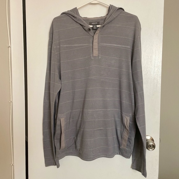 Kenneth Cole Reaction Striped Hooded Henley - Size XL - Picture 2 of 15
